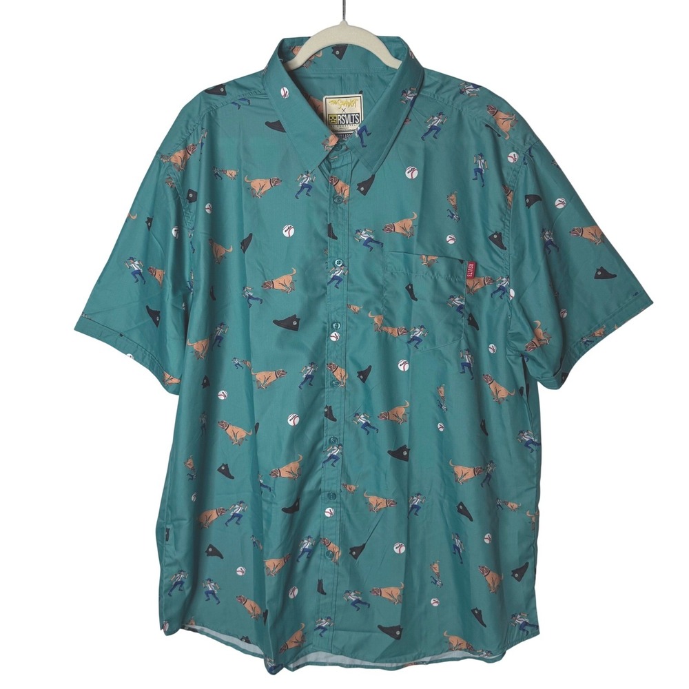 RSVLTS Sandlot Button Shirt Mens 3X Baseball Novelty Benny The Jet Dog EXCELLENT